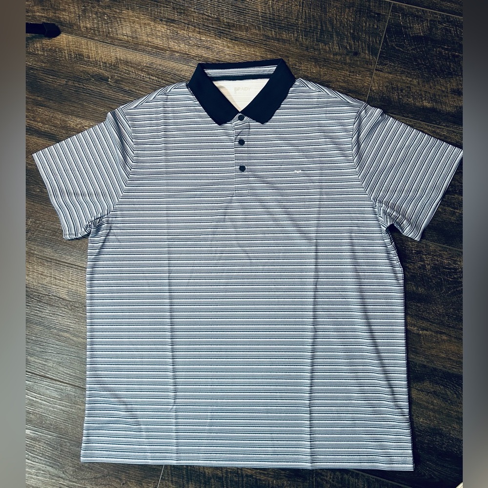 BRADY By Tom Brady Pique Polo Striped Shirt XL
